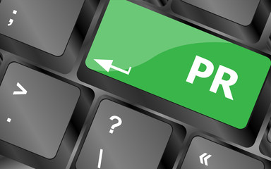 Poster - Marketing concept: computer keyboard with word PR