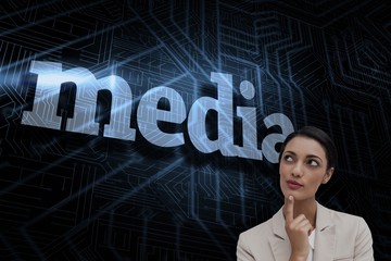 Poster - Media against futuristic black and blue background