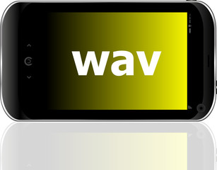 Poster - Web development concept: smartphone with word wav on display