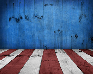 USA style background - empty wooden table for display montages