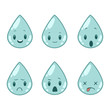 set of water drops with emotions