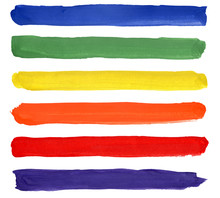 Set Of Colorful Watercolor Brush Strokes