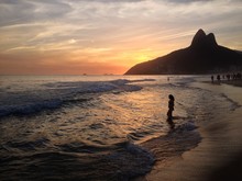Sunset In Rio De Janeiro, Beach Leblon