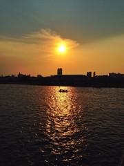 a river and sunset