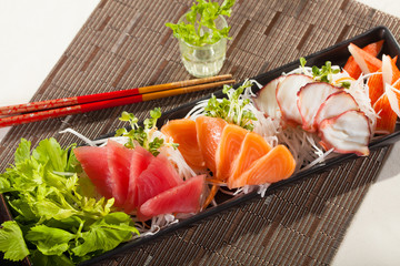 Canvas Print - sashimi, raw fish mixed in traditional Japanese style