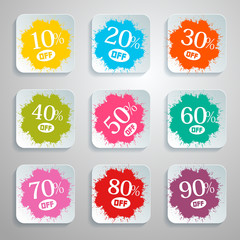 Wall Mural - Discount Vector Splash - Paper Labels Set