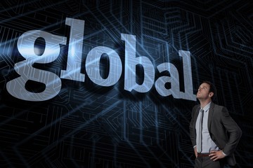 Aufkleber - Global against futuristic black and blue background