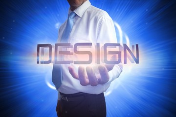 Poster - Businessman presenting the word design
