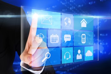 finger pointing to app menu interface