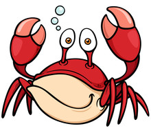 Vector Illustration Of Cartoon Crab