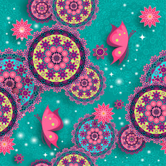Fototapeta geometric floral pattern with lights