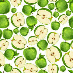 Poster - Seamless apple fruit sliced pattern