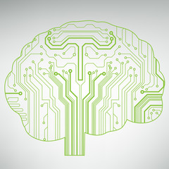 Poster - Circuit board computer style brain vector technology background
