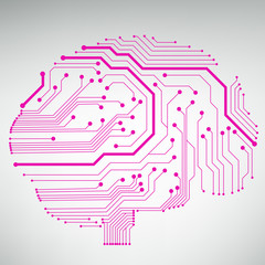 Poster - Circuit board computer style brain vector technology background