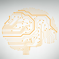 Poster - Circuit board computer style brain vector technology background