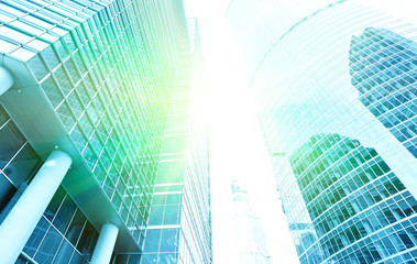 Wall Mural - abstract texture of blue glass modern building skyscrapers