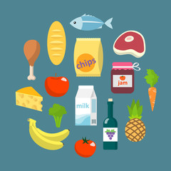 Poster - Online supermarket foods flat concept