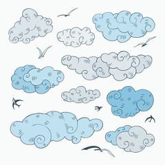 Sticker - Vintage clouds set.