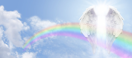 Wall Mural - Angel Wings and Rainbow Website Banner