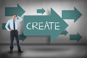 Poster - Create against blue arrows pointing