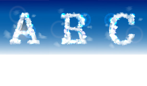 Alphabet made of clouds 