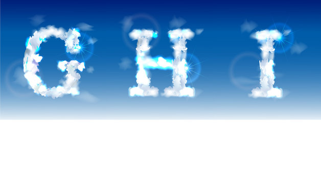 Alphabet made of clouds 