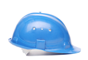 Wall Mural - Blue hard hat close up