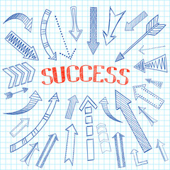 Sticker - Success arrows icon sketch