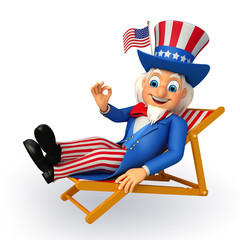 Illustration of Uncle Sam with beach chair