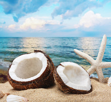 Chopped Coconut On Sea-beach