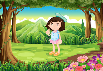 Wall Mural - A jungle with a cute young girl