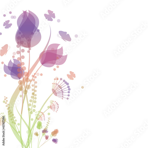 Fototapeta dla dzieci Summer background with flowers and butterflies