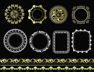 Wall Mural - set round frames and classic pattern