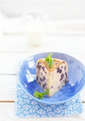 Wall Mural - blueberry cake and glass of milk