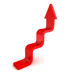 stairs arrow going upward grow on white background. success conc