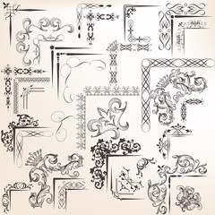 Wall Mural - Collection of vector calligraphic borders for design