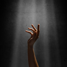 Woman's Hand Reaches For The Light Rays