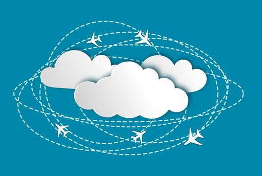 Abstract background with planes and clouds, infographic