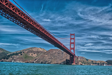 Wall Mural - Golden Gate bridge, view from the boat, San Francisco, CA.