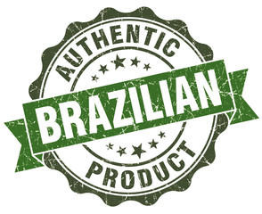 Wall Mural - Brazilian product green grunge retro style isolated seal