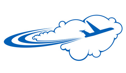 Sticker - Airplane flying through clouds