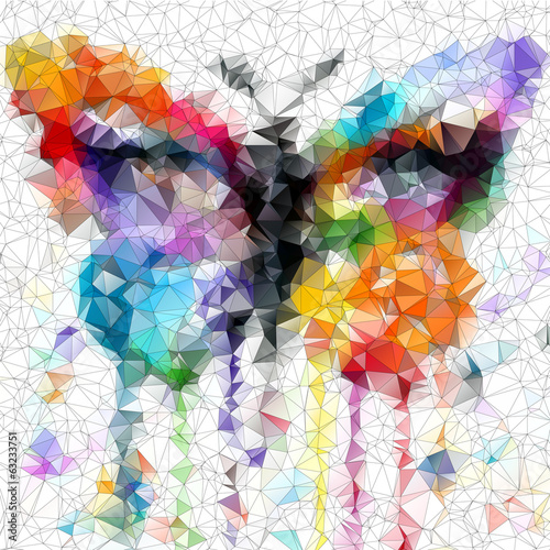 Obraz w ramie multicolor bright butterfly abstract geometric background