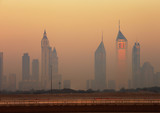 Fototapeta Big Ben - Dubai skyline as seen from Business Bay shot just before dawn