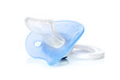 Blue pacifier on a white background