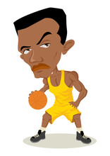 Caricature Illustration Of A Man Playing Basketball