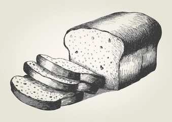 Wall Mural - sketch illustration of sliced bread