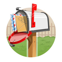 Mail Box With Letters. Eps10 Vector Illustration. Isolated On