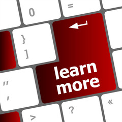 Poster - education concept with learn more button on computer keyboard