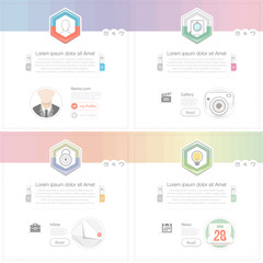Wall Mural - flat widget elements with icons for website, mobile and printing