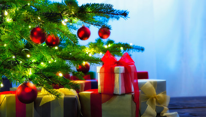 Wall Mural - Christmas tree decorated with presents